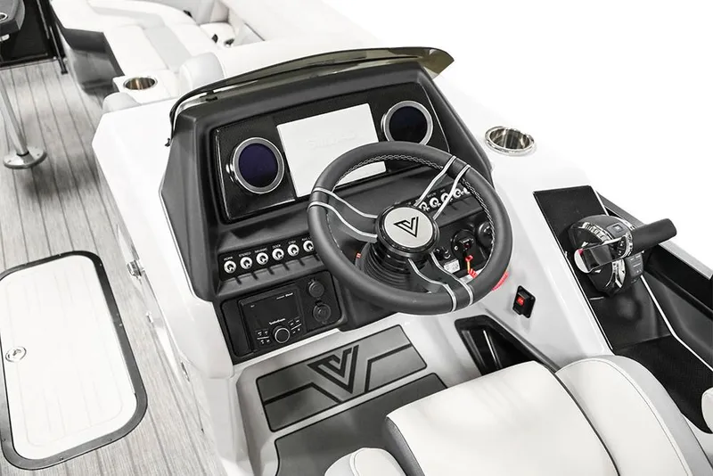 Slide: The Image of Manufacturer Provided Image: Viaggio Diamante S 2023 boat dashboard with steering wheel and controls. - 14