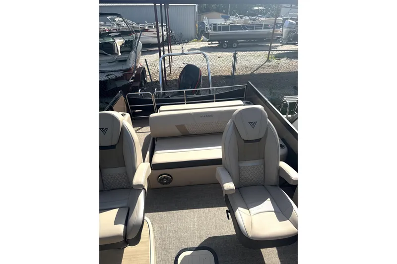 Slide: The Image of 2023 Viaggio Diamante S boat interior with beige seating and modern design. - 20