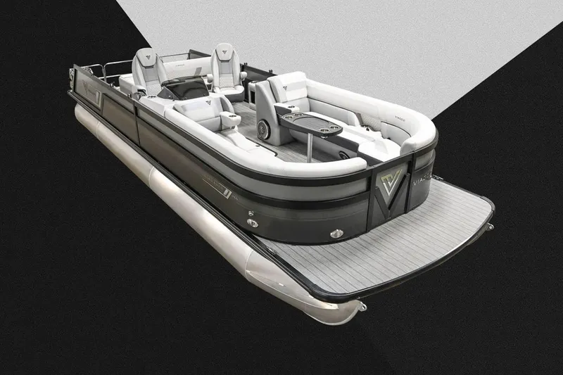 Slide: The Image of Manufacturer Provided Image: 2023 Viaggio Diamante S luxury pontoon boat with sleek design and modern features. - 8