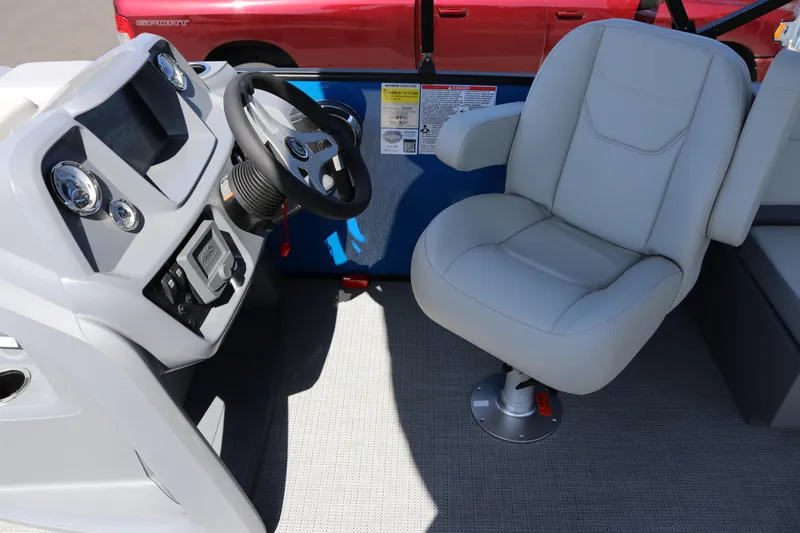 Slide: The Image of Captain's chair and helm of 2025 SunChaser Lucerne 20 LR DH boat. - 12