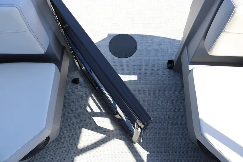 Slide: The Image of Interior view of 2025 SunChaser Lucerne 20 LR DH pontoon boat seating and flooring. - 20