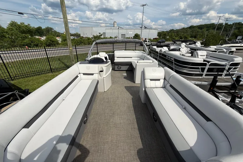 Slide: The Image of 2023 Godfrey Sweetwater 2286 C pontoon boat with spacious seating and modern design. - 11