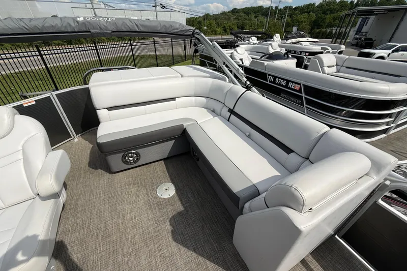 Slide: The Image of 2023 Godfrey Sweetwater 2286 C pontoon boat with spacious seating and modern design. - 9