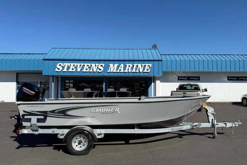 The Image of 2024 Smoker Craft Freedom 180 TL boat on trailer at Stevens Marine dealership. - 1