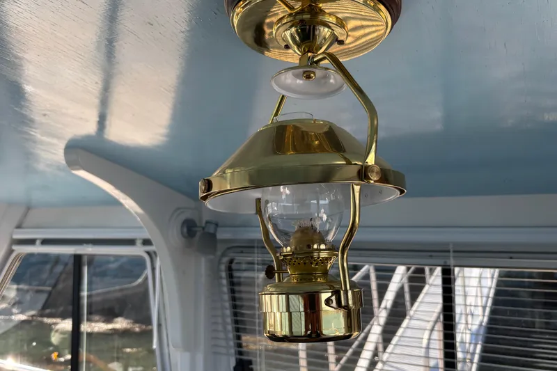 Slide: The Image of Brass lantern on 1985 Jarvis Newman 36 boat, interior view. - 45