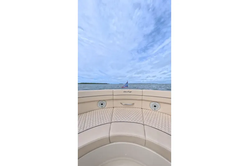 Slide: The Image of 2024 Chris-Craft Launch 35 GT boat interior with ocean view and blue sky. - 31