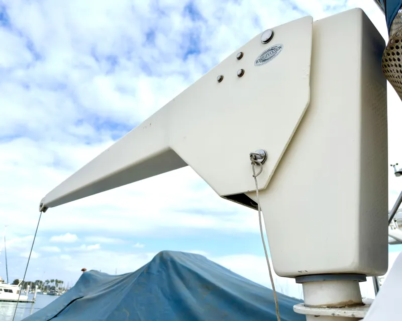 Slide: The Image of Close-up of a 2003 Grand Banks Classic boat detail. - 9