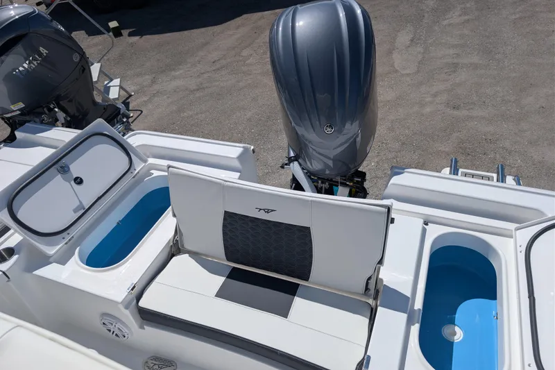 Slide: The Image of 2026 Tidewater 2410 Bay Max boat interior with Yamaha engine and seating. - 15