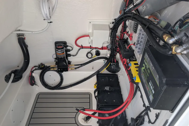 Slide: The Image of 2026 Tidewater 2110 Bay Max boat wiring and hydraulic system in detail. - 9
