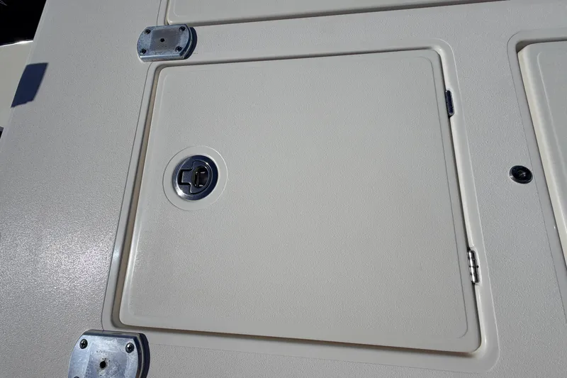 Slide: The Image of 2021 Maverick 18 HPX-V boat hatch with secure latch and hinges. - 45