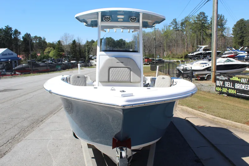 Slide: The Image of 2021 Sea Pro 239 DLX Center Console boat on a trailer. - 4