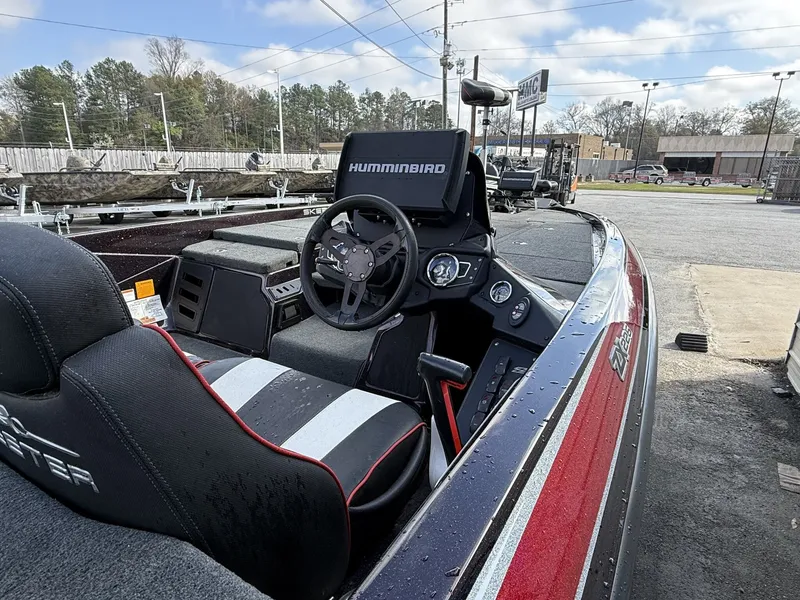 Slide: The Image of Interior view of a 2020 Skeeter ZX225 boat with Humminbird controls. - 11