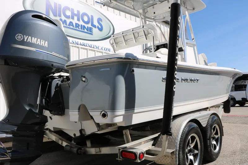 Slide: The Image of 2016 Sea Hunt BX 22 BR boat with Yamaha engine on trailer at Nichols Marine. - 10