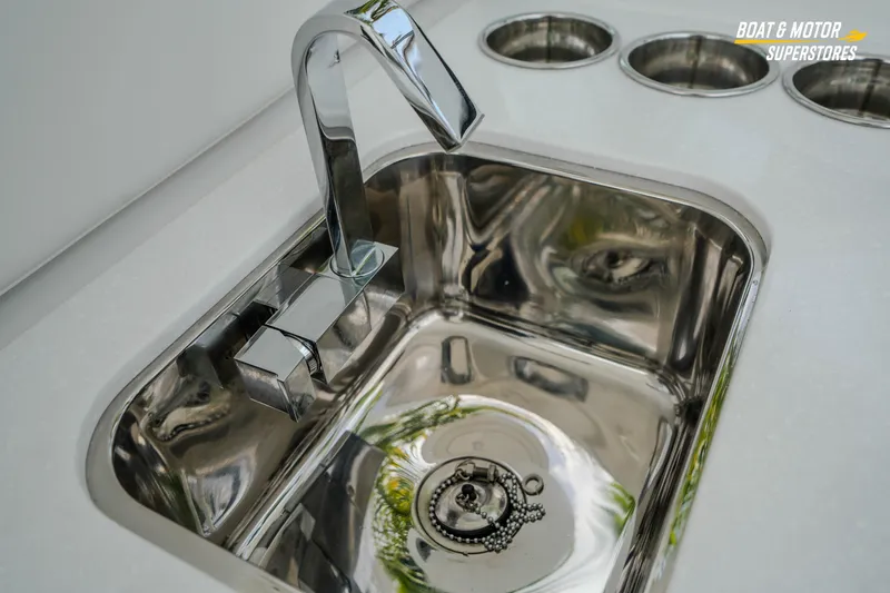 Slide: The Image of Stainless steel sink on 2026 Blackfin 272 DC boat, featuring modern faucet design. - 46