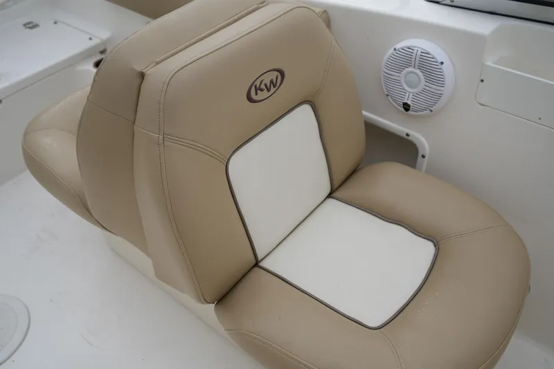 Slide: The Image of Beige and white seat in 2020 Key West 203 DFS boat interior. - 38