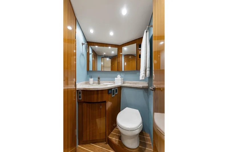 Slide: The Image of Luxurious bathroom interior of 2018 Viking 44 Express yacht with modern fixtures. - 104