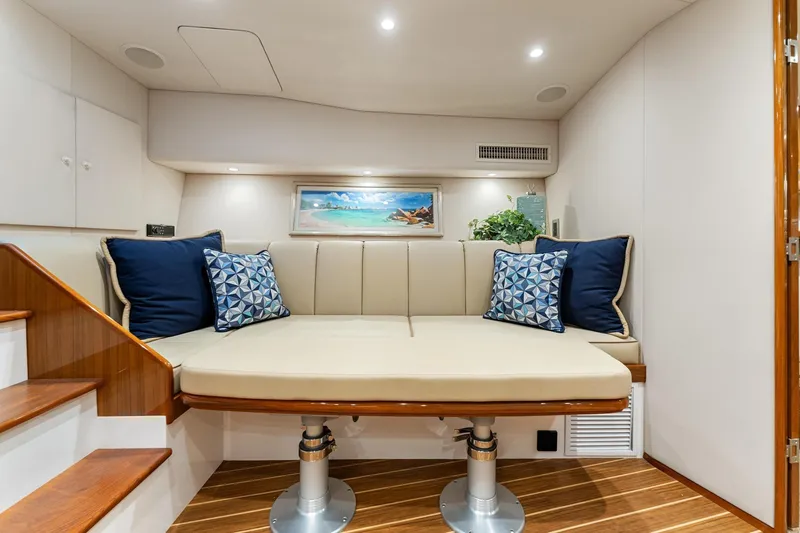 Slide: The Image of Luxurious interior of 2018 Viking 44 Express yacht with elegant seating and decor. - 111