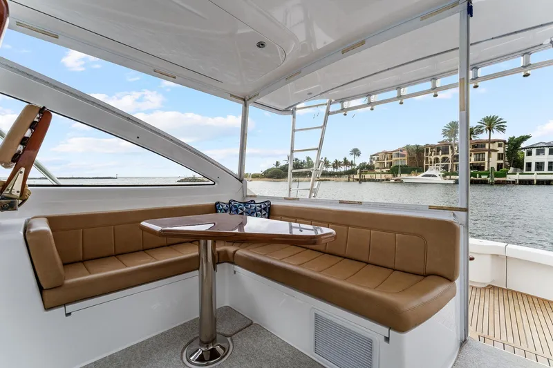 Slide: The Image of Luxurious interior of 2018 Viking 44 Express yacht with waterfront view. - 63