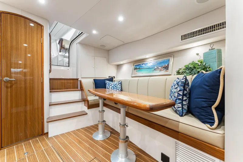 Slide: The Image of Luxurious interior of 2018 Viking 44 Express yacht with elegant seating and decor. - 83