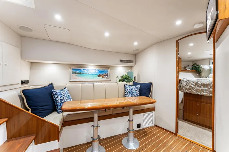 Slide: The Image of Luxurious interior of 2018 Viking 44 Express yacht with elegant seating and decor. - 87