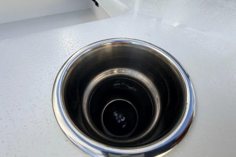 Slide: The Image of Stainless steel cup holder on 2023 Dorado 16 Skiff boat deck. - 37