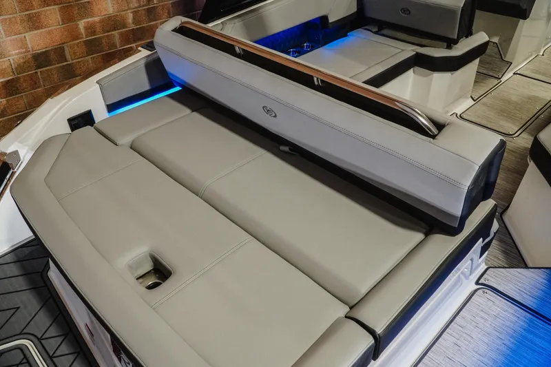 Slide: The Image of Luxurious seating area on 2026 Cobalt R4 boat with ambient lighting. - 9