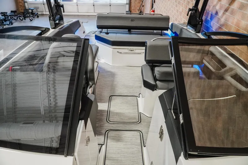Slide: The Image of 2026 Cobalt R6 boat interior with sleek seating and modern design. - 19