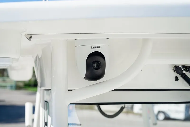 Slide: The Image of 2024 World Cat 295 CC boat with mounted security camera. - 28