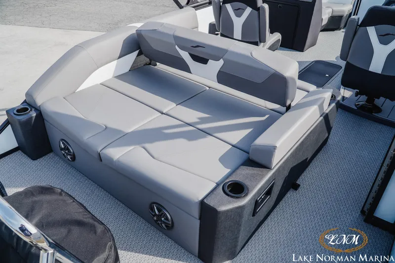 Slide: The Image of Luxurious seating on 2026 Evotti 521CS boat at Lake Norman Marina. - 6