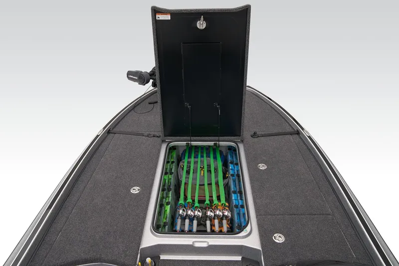 Slide: The Image of Battery compartment of 2026 Triton 21XP Patriot boat, featuring Interstate batteries and wiring. - 27