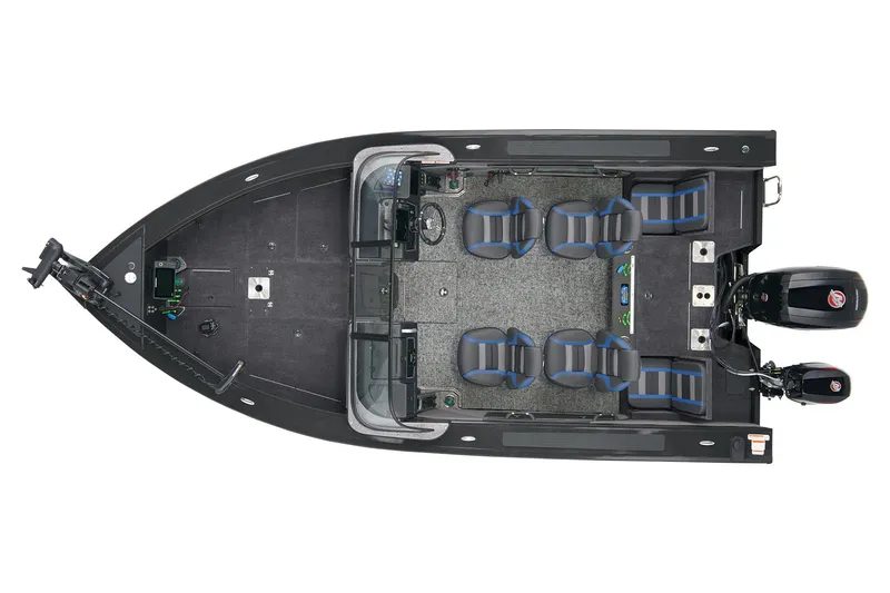 Slide: The Image of 2026 Ranger VX1788 WT boat interior with four seats and an outboard motor. - 5