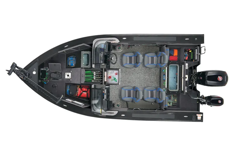 Slide: The Image of 2026 Ranger VX1788 WT boat interior with four seats and an outboard motor. - 6