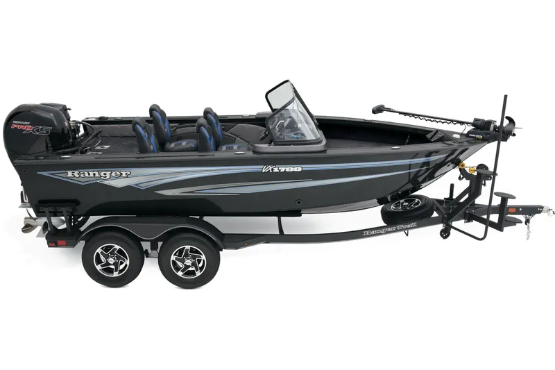 Slide: The Image of 2026 Ranger VX1788 WT boat with powerful outboard motor and sleek design. - 8