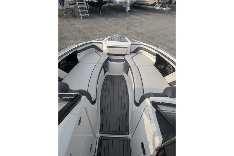 Slide: The Image of 2014 Yamaha Boats 242 Limited S interior with sleek seating and modern design. - 5