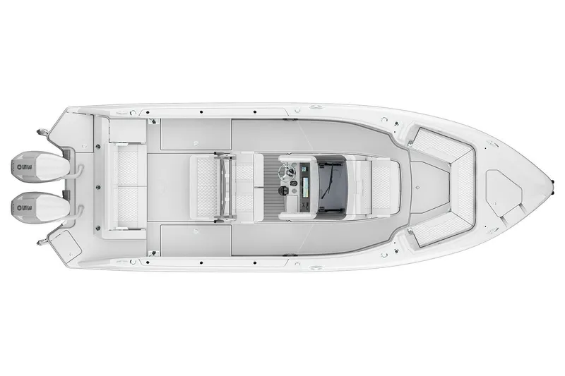 Slide: The Image of Manufacturer Provided Image: Top view of 2026 Solace 28 HCS boat with dual engines and spacious seating. - 11