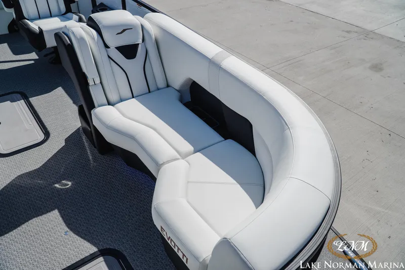 Slide: The Image of Luxurious seating on 2026 Evotti 723CS boat at Lake Norman Marina. - 16