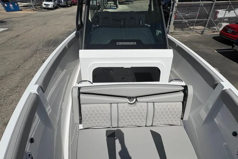 Slide: The Image of 2026 Monterey Elite 25 SD boat interior with sleek seating and modern design. - 40