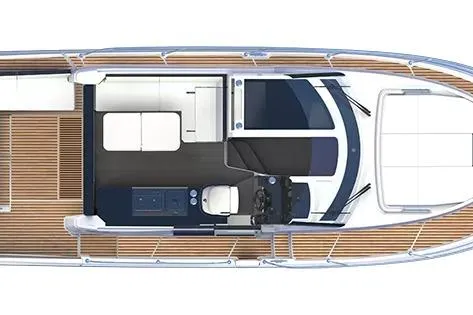 Slide: The Image of 2026 Beneteau Antares 11 Fly yacht top view, showcasing sleek design and spacious deck layout. - 19