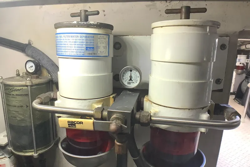 Slide: The Image of Fuel filter and water separator system in a 2007 Sea Ray 52 Sedan Bridge yacht. - 47