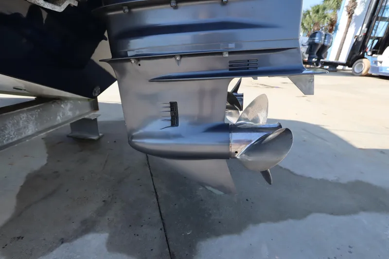 Slide: The Image of Propeller of a 2009 Century 2400 Walk-Around boat on a trailer. - 73