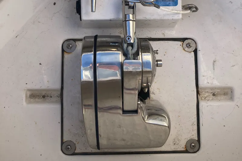 Slide: The Image of 2023 Sportsman Open 242 Center Console boat anchor winch system. - 27