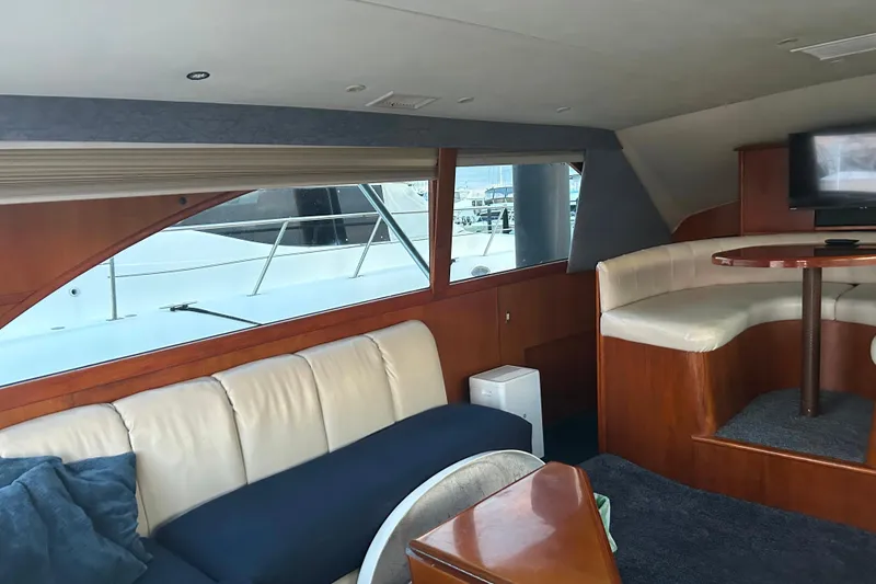 Slide: The Image of Interior of 2000 Ocean Yachts 40 Super Sport with seating and windows. - 35
