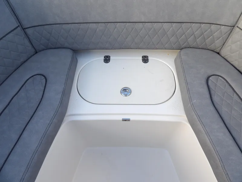 Slide: The Image of Interior seating of 2022 Stingray 269 DC boat with storage compartment. - 46