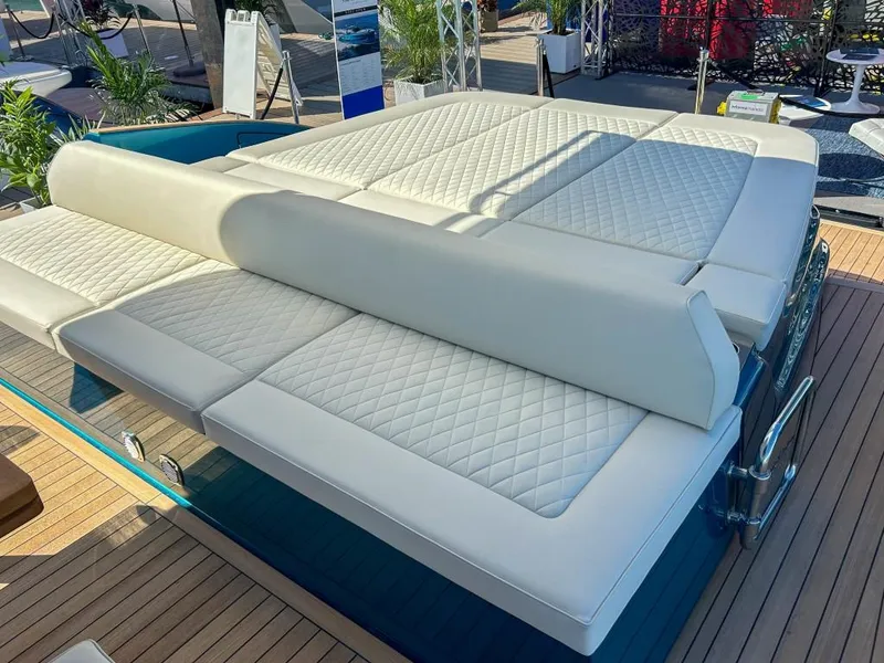 Slide: The Image of Luxurious seating area on the 2024 Solaris Power 52 Open yacht. - 41