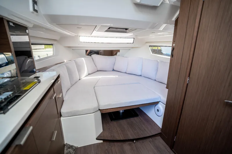 Slide: The Image of Luxurious interior of 2024 Jeanneau Leader 10.5 WA Series 2 boat cabin. - 39