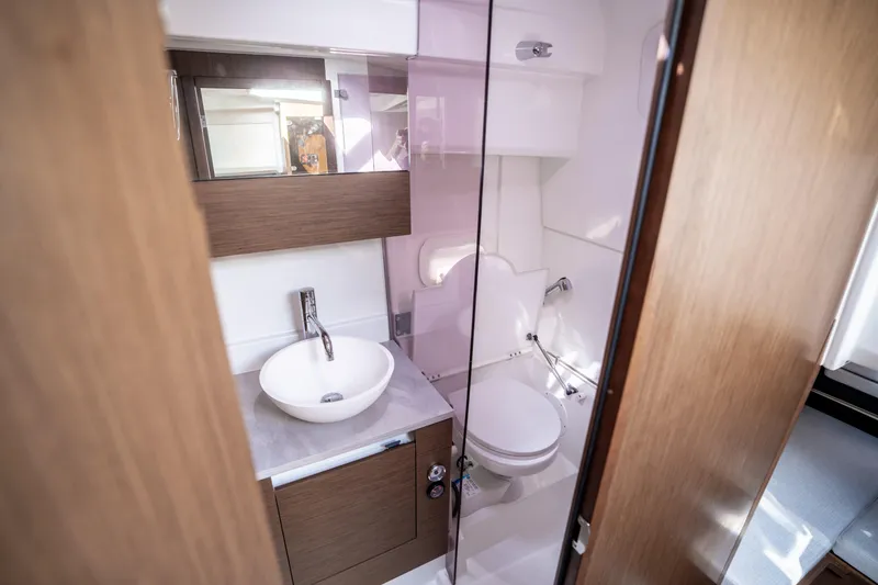 Slide: The Image of 2024 Jeanneau Leader 10.5 WA Series 2 bathroom with modern sink and toilet. - 41