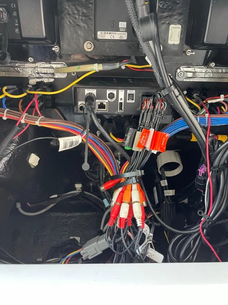 Slide: The Image of Wiring and connections inside a 2019 Blackfin 272 CC boat. - 30