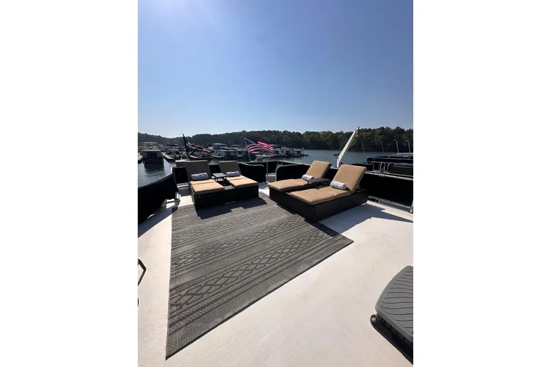 Slide: The Image of Rooftop deck of 2008 Starlite 18x85 houseboat with lounge chairs and scenic marina view. - 21