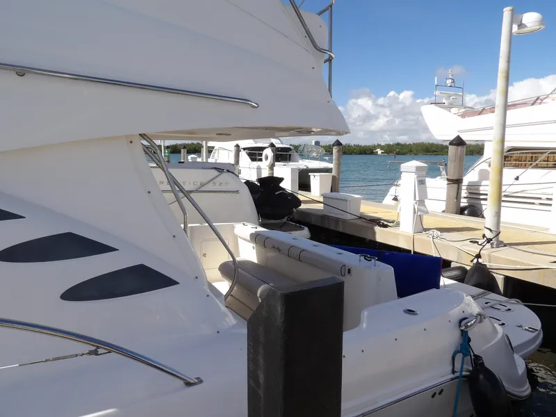 Slide: The Image of 2008 Sea Ray 44 Sedan Bridge yacht docked at marina. - 9