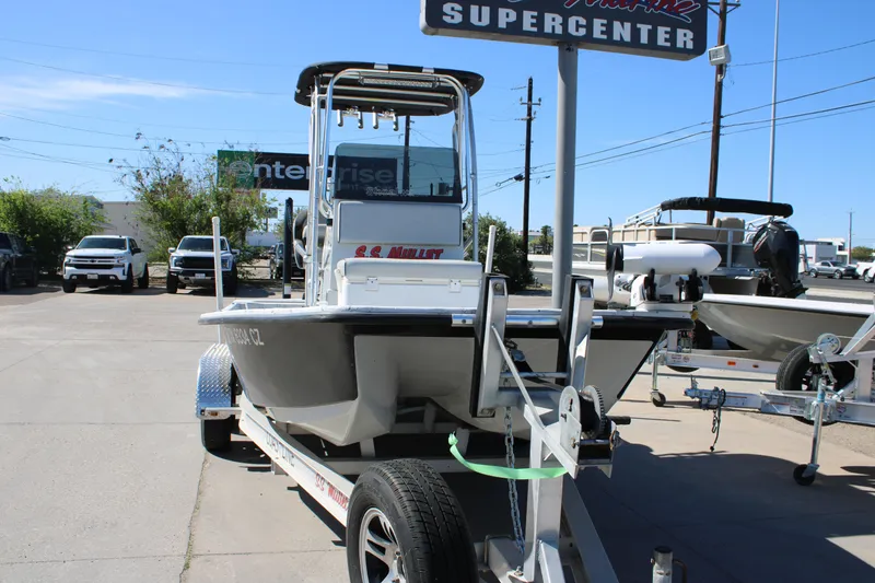 Slide: The Image of 2015 Shoalwater 20 Catamaran on trailer at dealership, front view. - 19